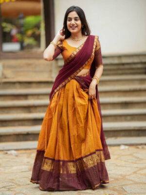 Semi stitch half Saree