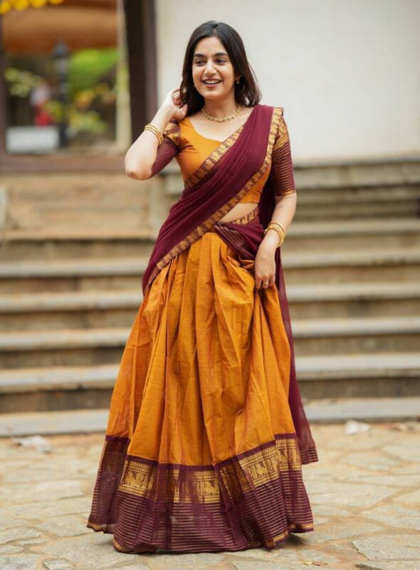 Semi stitch half Saree