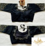 Black Embroidered Silk Blouse