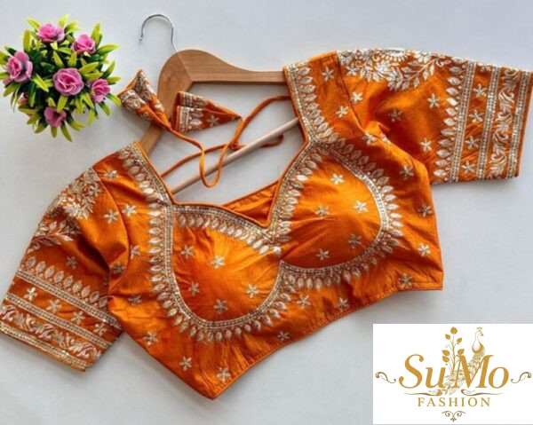 Orange Sweetheart Silk Blouse