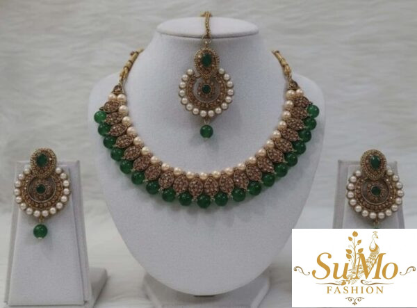 Gold-Tone Paisley Necklace Set.