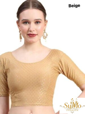 Beige Stretchable Cotton Blouse
