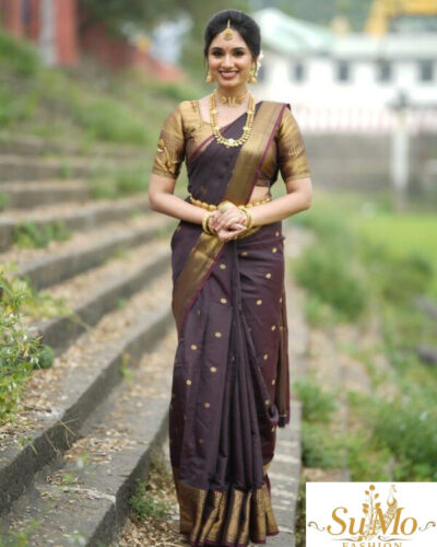 Brown trending soft silk saree