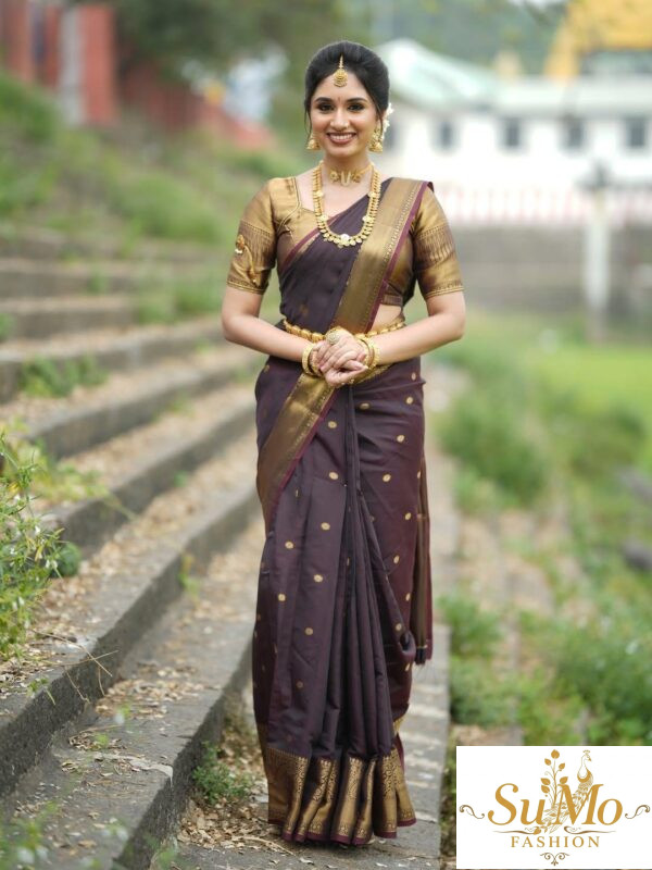 Brown trending soft silk saree