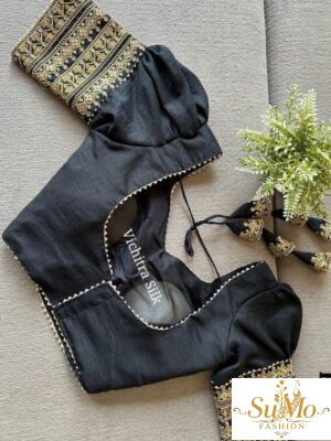 Black Vichitra Silk Blouse