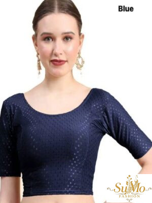 Blue Stretchable Cotton Blouse