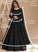 Black semi stitched Lehenga
