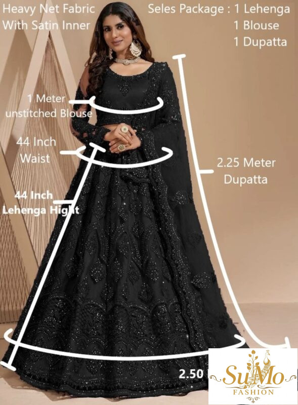 Black semi stitched Lehenga