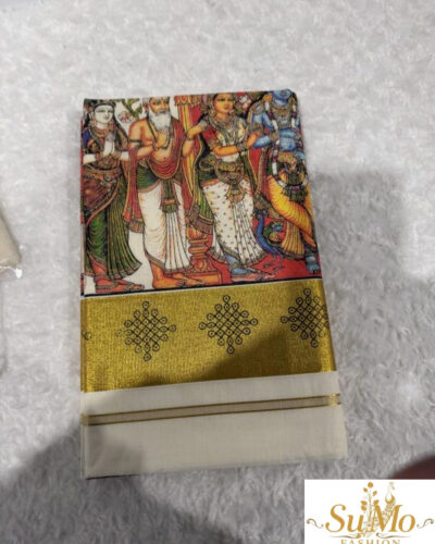 Onam god print saree