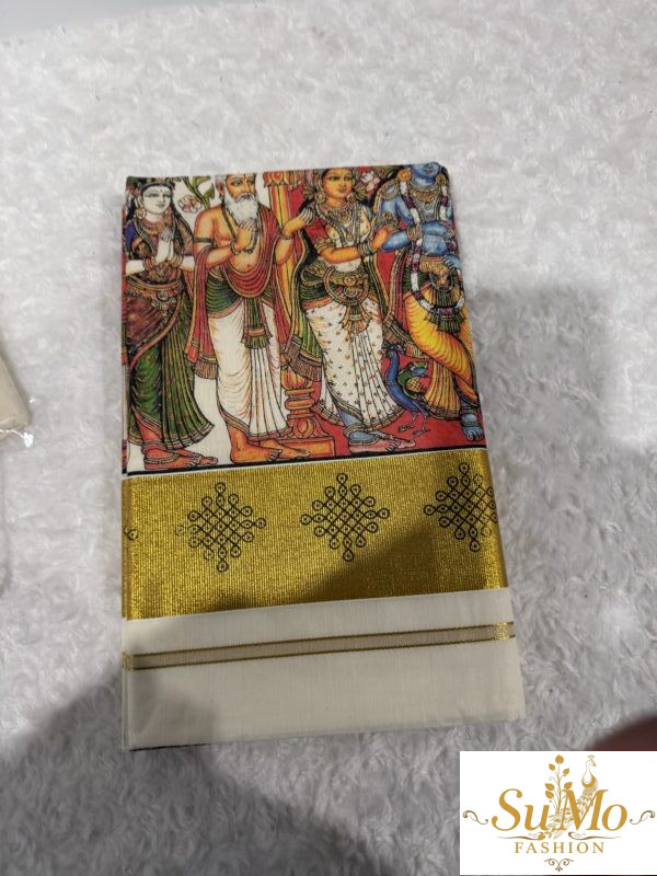 Onam god print saree