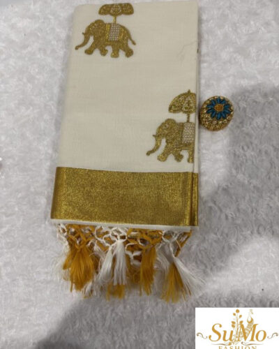 Onam saree with print