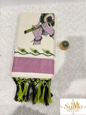 Onam god print tissue saree
